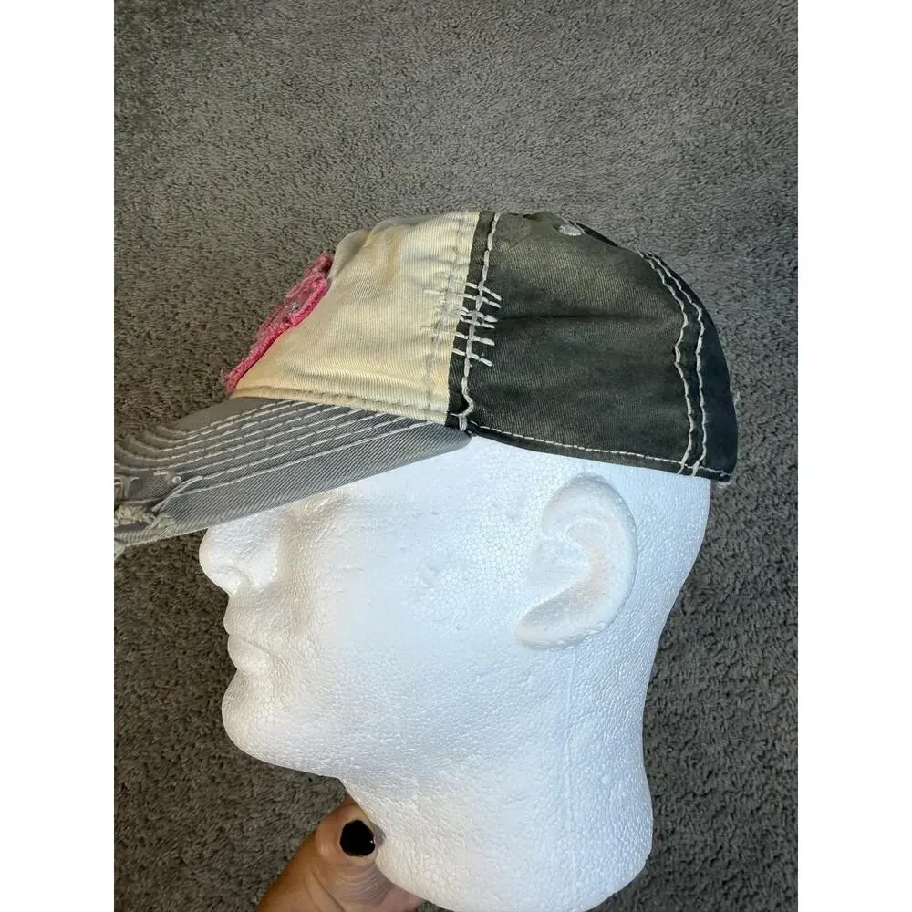 Vintage True Religion Hat Womens One Size Distressed Multicolor Pink Horseshoe